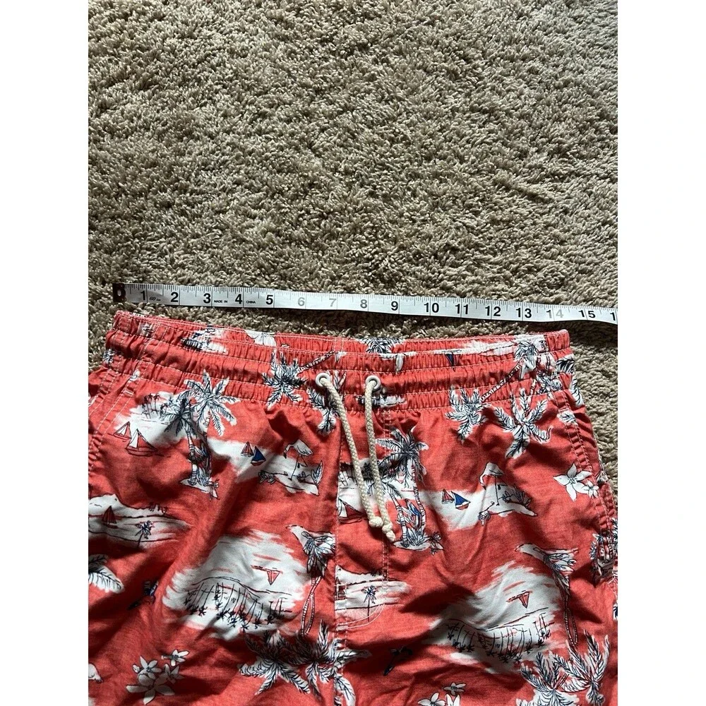 Old Navy Men’s Small Swim Trunks Hawaiian Tropical Orange Drawstring